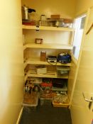 Contents of shelving to COSHH area