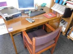 Oak Effect 2 Drawer Desk with Wood Frame Upholster
