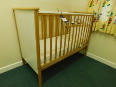 Childs Natural Wood Cot and Mattress