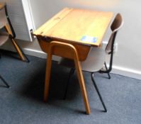10 children’s wooden Desks with 10 plastic Chairs