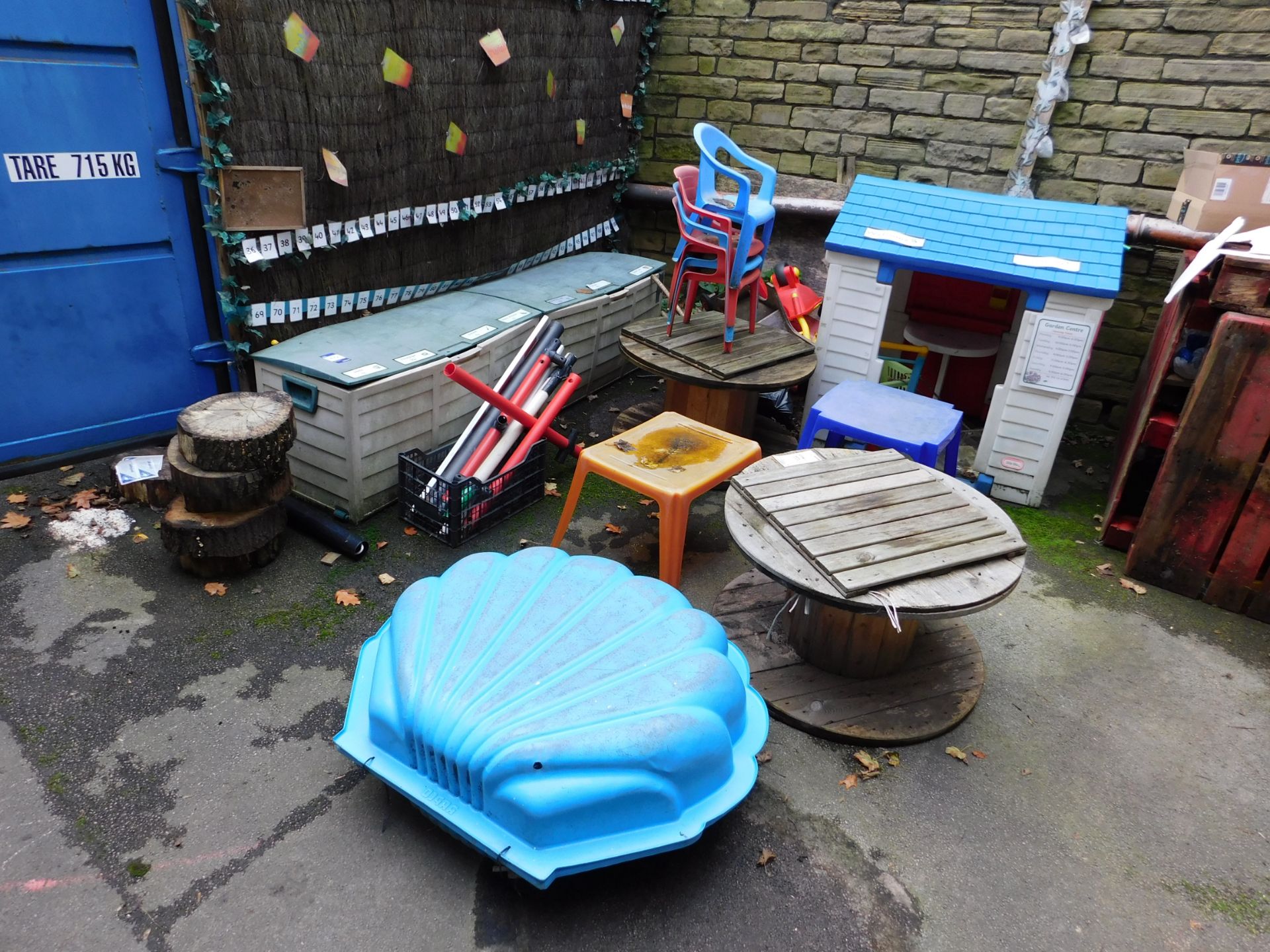 Quantity of children’s outdoor activity toys, including table and chairs