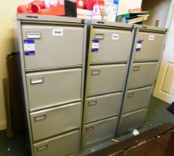 3 Roneo Vickers Metal 4 Drawer Filing Cabinets