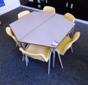 6 Melamine Topped Childs Table with 14 Plastic Cha