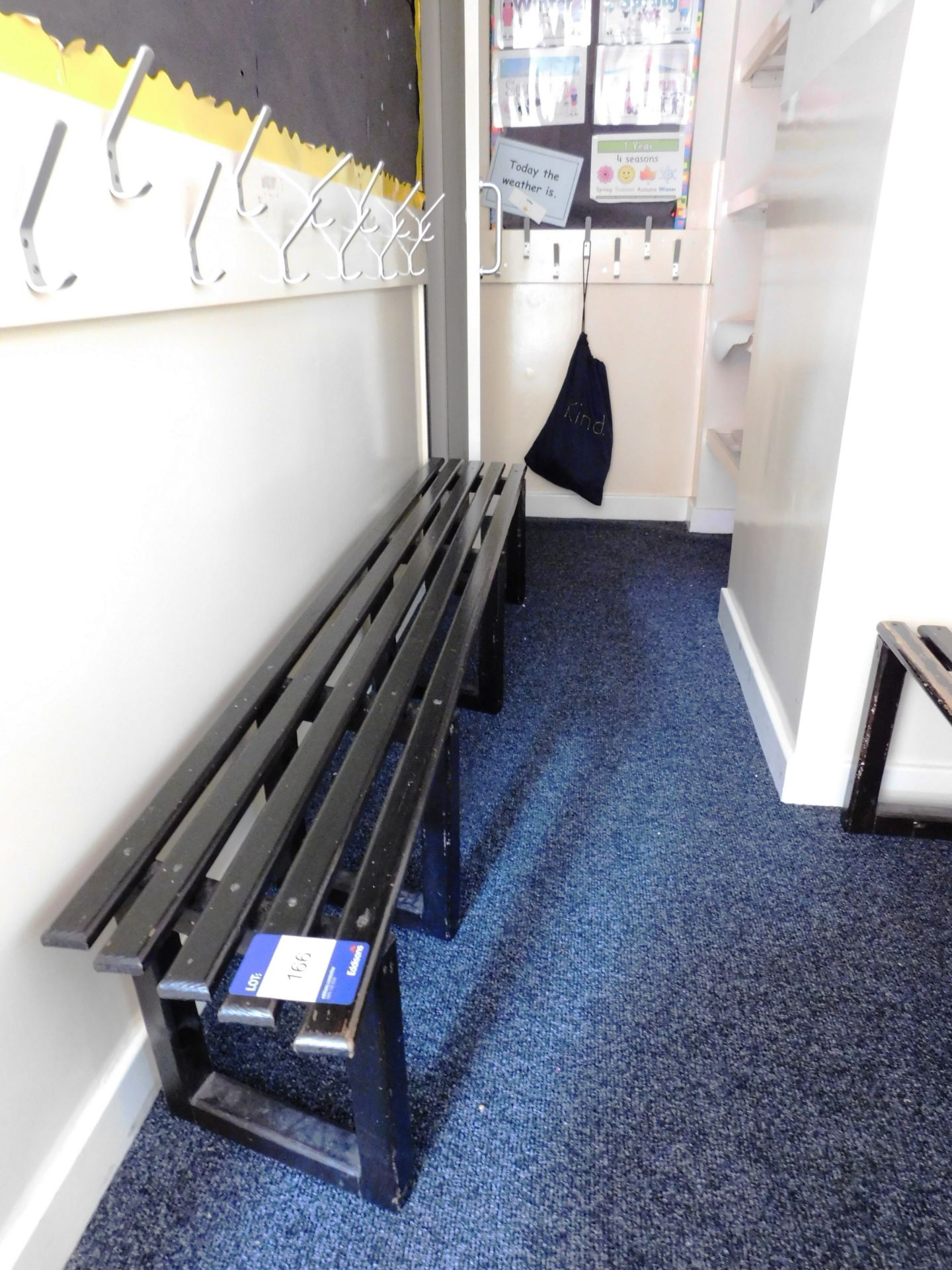 2 slatted changing room Benches