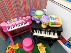 Contents of Childs Play Area comprising Play Piano, Drums, Organ and Various Other Childs Toys