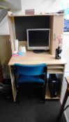 Light oak effect Desk Unit with upholstered Chair