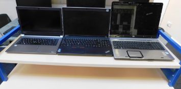 3 Various Laptops, HP, Lenovo and Toshiba – Hard Drives removed, No Chargers or Cases
