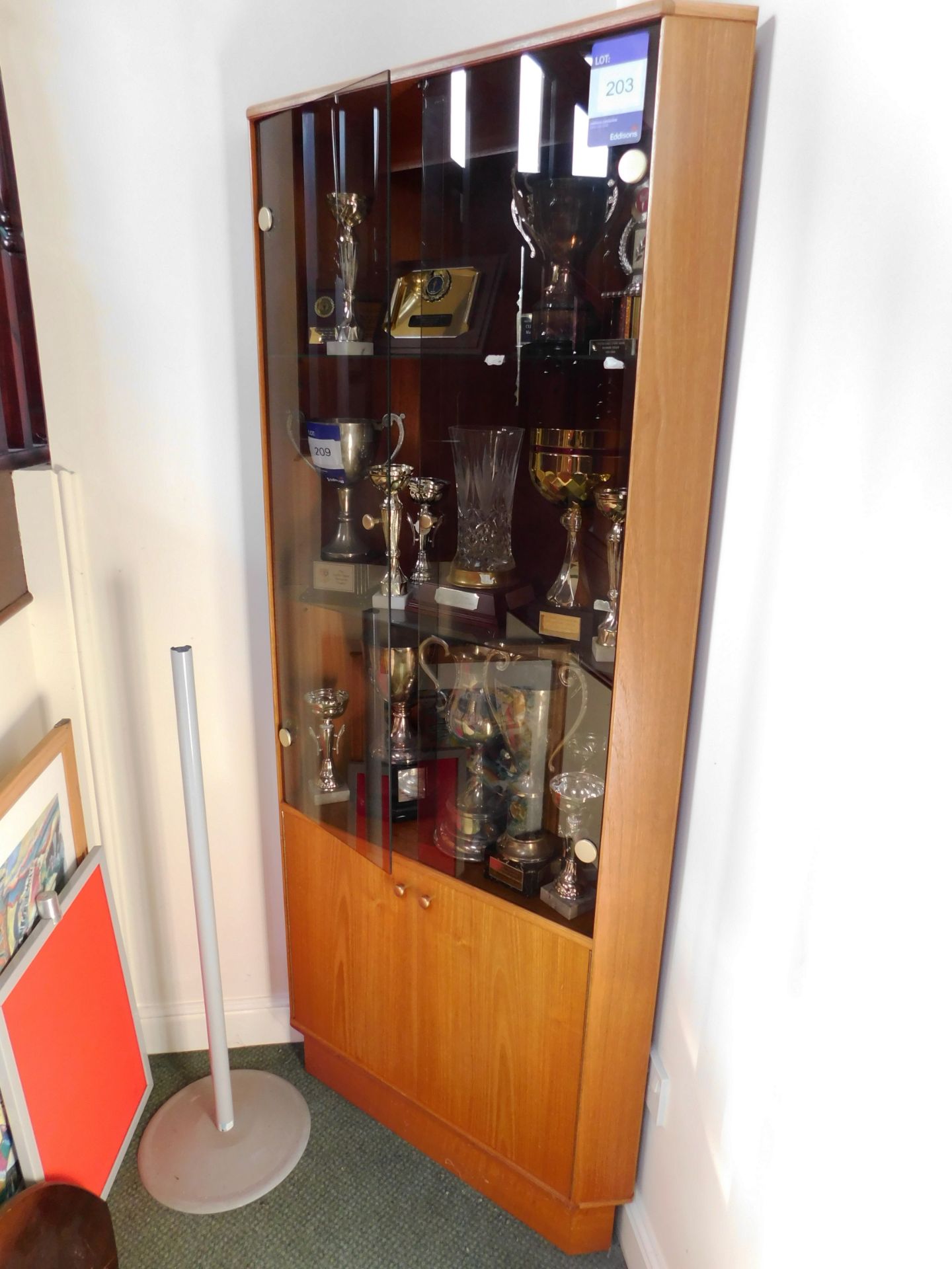 Beech Effect Glazed Double Door, Trophy Cabinet (C
