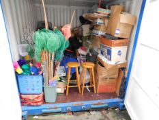 Contents to container (lot no.4), including fishing nets and shelter, stools, DVD player, jigsaws