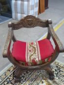 Heavily Carved Medieval Style Chair
