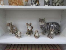 Six Winstanley Cat Ornaments with Glass Eyes