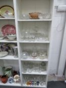 Five Shelves to include a selection of Glassware