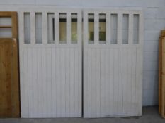 Pair of White Wooden Garage Doors