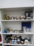 Three shelves to include Silver Plated Cutlery, Cr