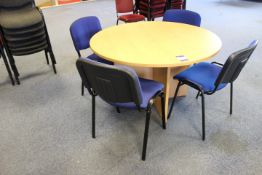 Oak Effect Circular Table with 4 Metal Framed Upholstered Chairs (Located 1st South 2)