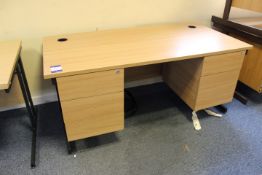 Oak Effect Rectangular Desk with 2 Fixed Pedestals (Located 1st South 2)