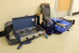 Quantity of Camping Equipment including Twin Gas Cooker, Utensils, Night Light and Air Bed etc. (
