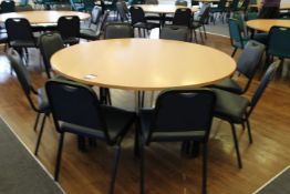 Oak effect Circular Dining Room Table 1600 Diameter with 8 Leather Effect Metal Framed Chairs (