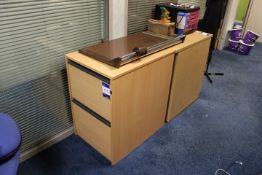 Oak Effect 2 Drawer Filing Cabinet and 3 Drawer Pedestal (Located Staff Office)