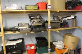 Contents of Shelf to include Double Hot Plate, Bain Marie and Various Stainless Steel Trays etc. (