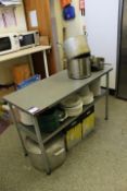 Rectangular Kitchen Table with Various Pots/Pans & Crockery (Located Kitchen & Bar)