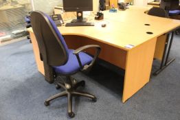 Beech Effect Left Hand Ergonomic Desk and Office Chair (Located Staff Office)