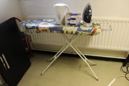 Ironing Board, Kettle and 2 Various Irons (Located Training Room)