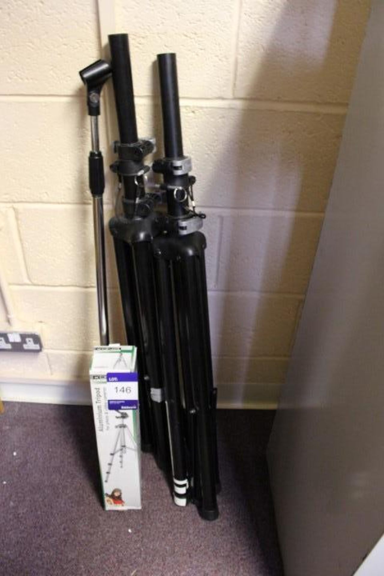 3 Various Tripods and Microphone Stand (Located Corridor Adjacent to Staff Office Basement 1)