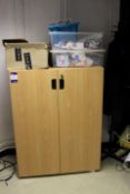 Oak Effect 2 Door Cabinet and Contents including Art Materials, Card Making items etc. (Located
