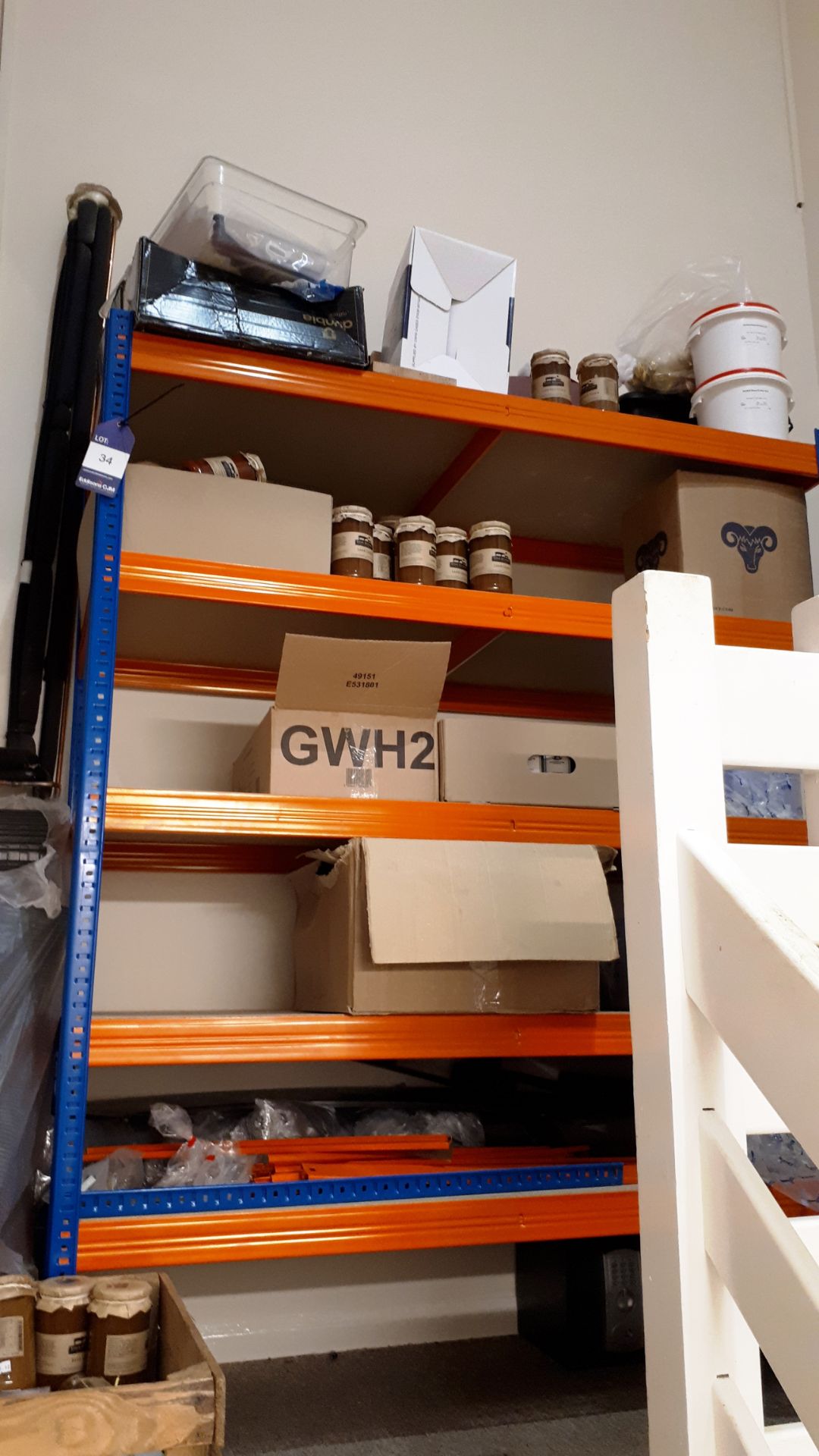 2 x Boltless shelving units, and contents