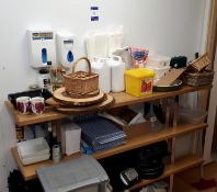 Assortment of cooking equipment to shelving