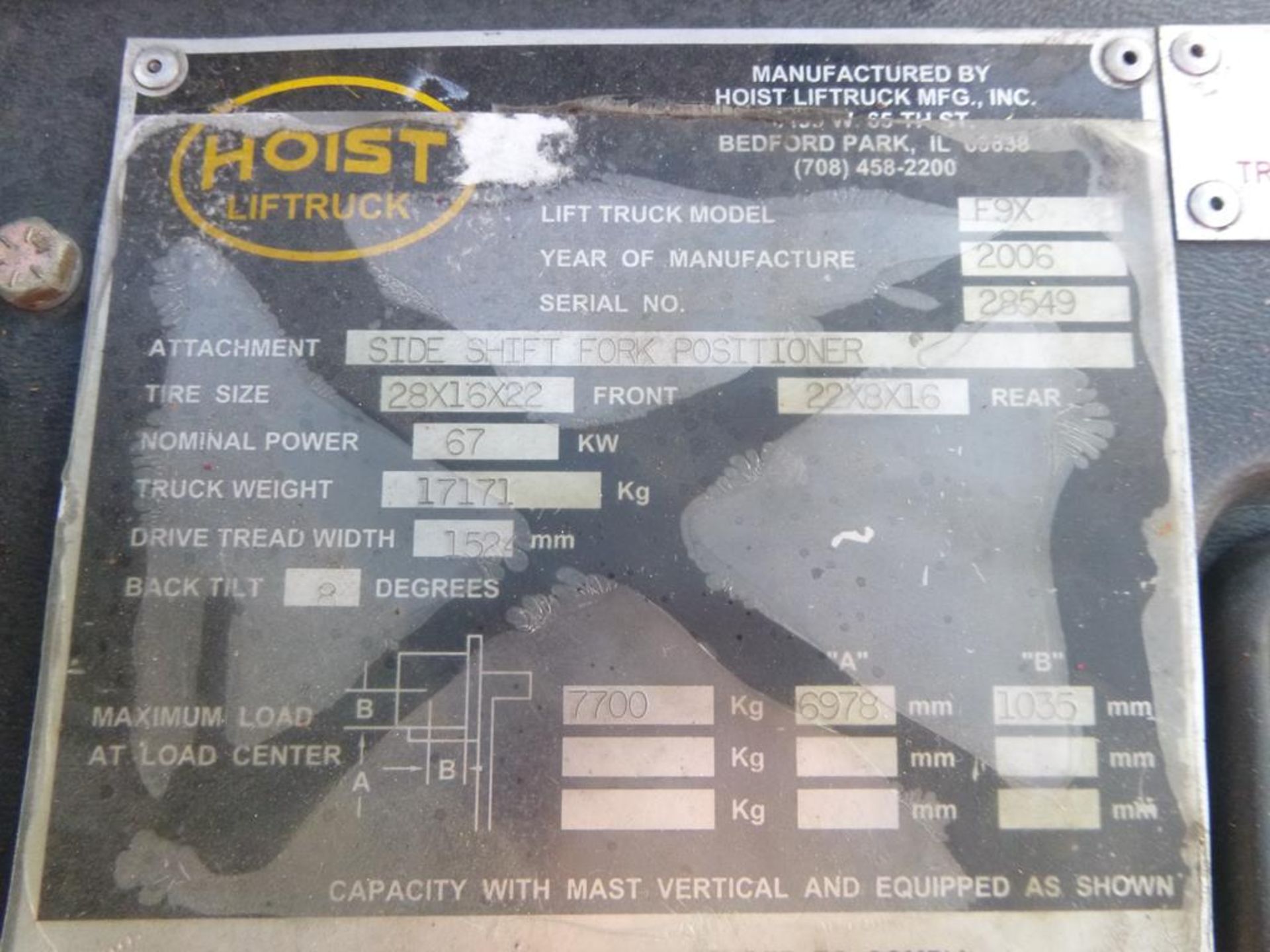 Hoist F9X Gas Powered Forklift Truck - Image 10 of 14