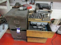 2 Filing Drawer and Large Quantity Collects, Chucks and Small Tools