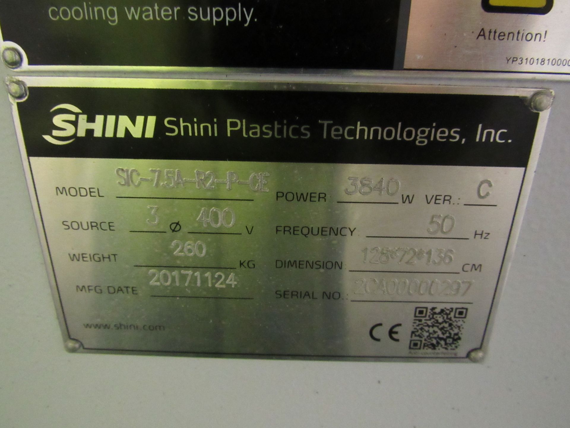 Shini SIC 2.5A-R2-P-CE Refrigerant Water Chiller, - Image 4 of 8