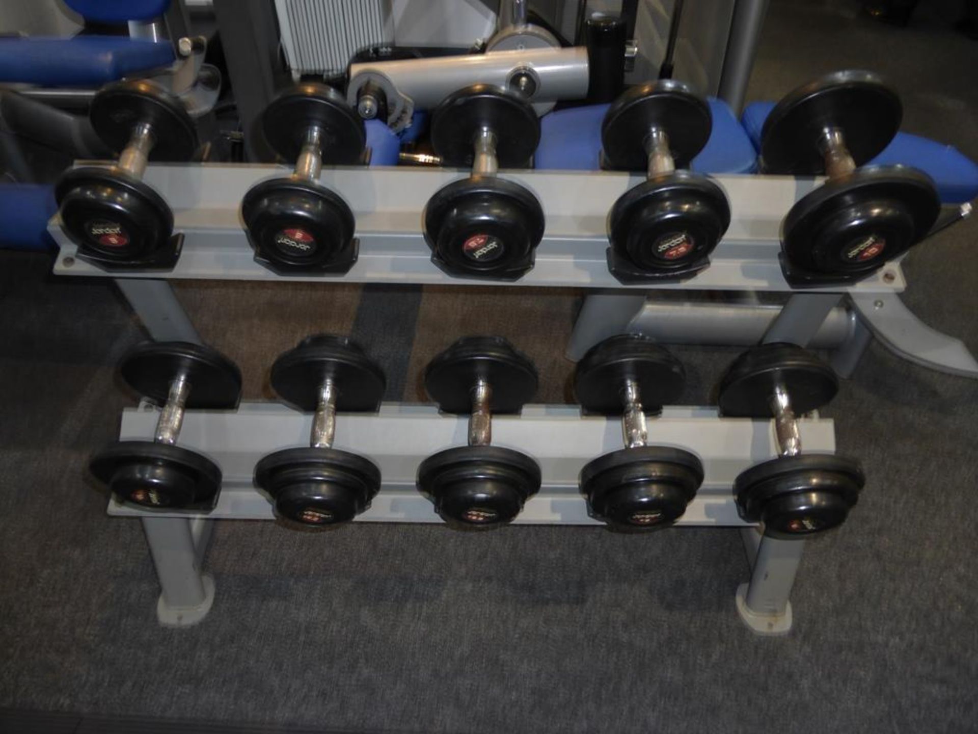 Jordan Rubber Covered Dumbbells & Storage Racks