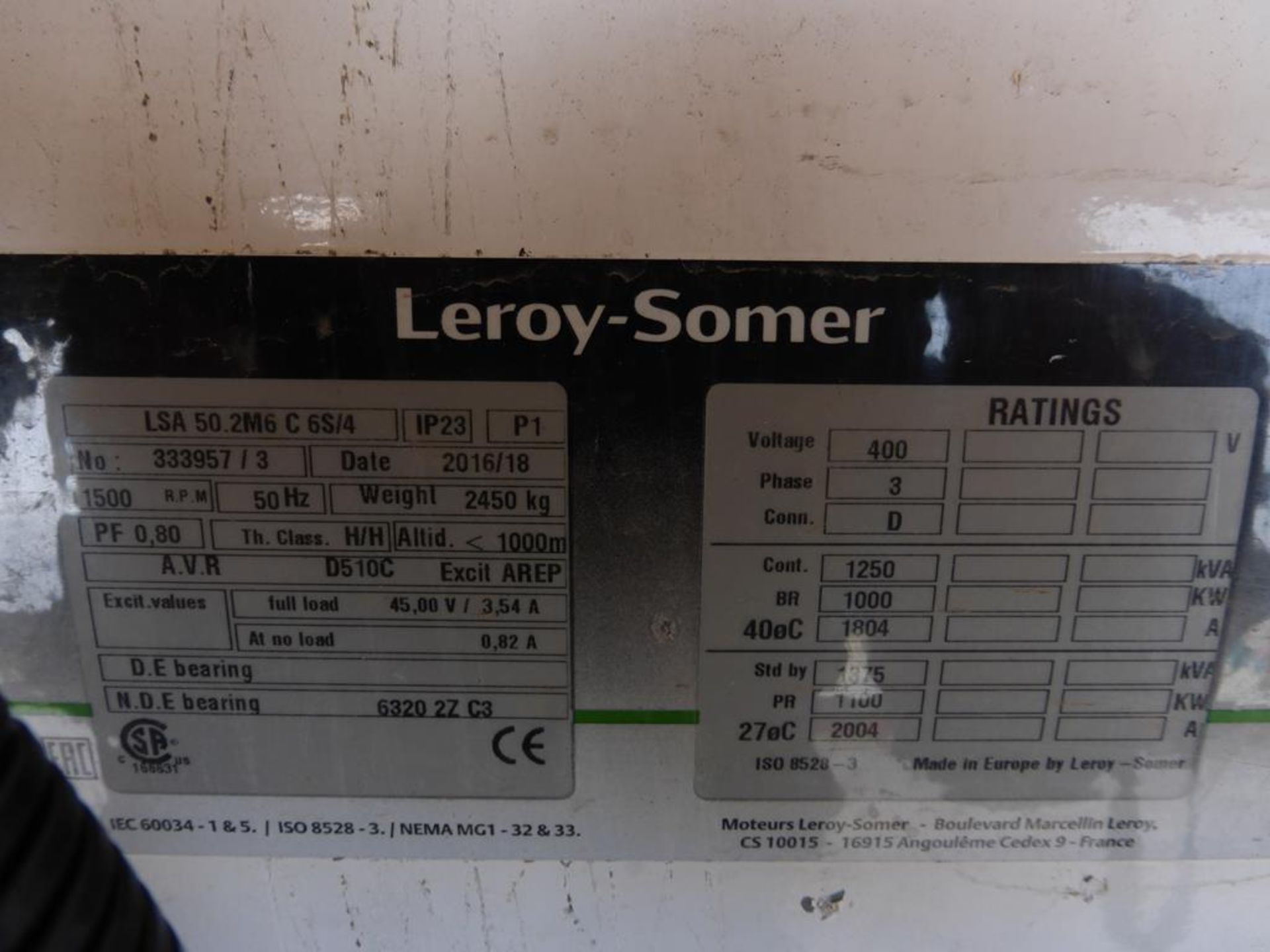 MTU/Leroy - Somer 1250KVA Standby Generator - Image 3 of 6