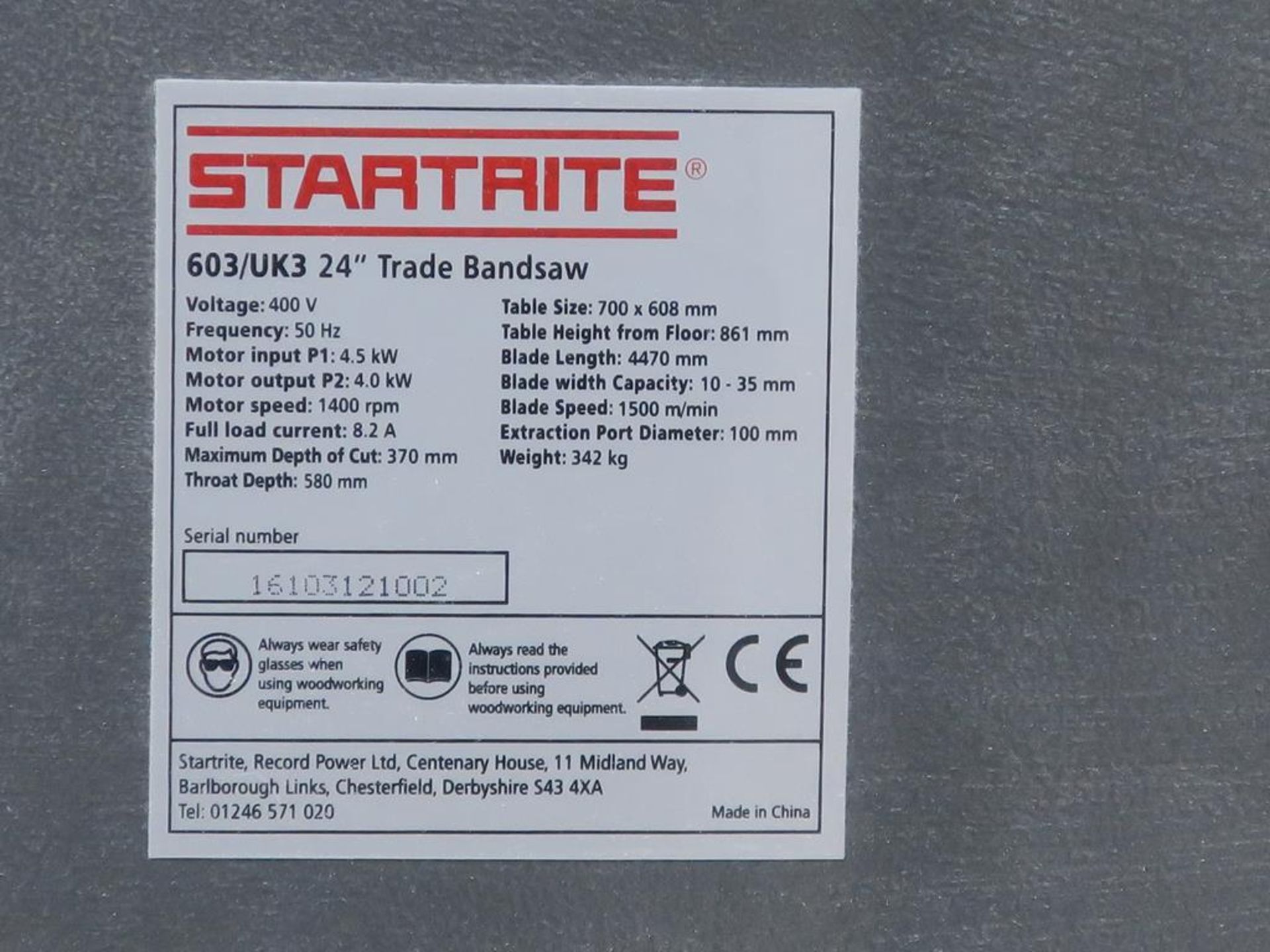 Startrite Heavy Duty Bandsaw - Image 5 of 5