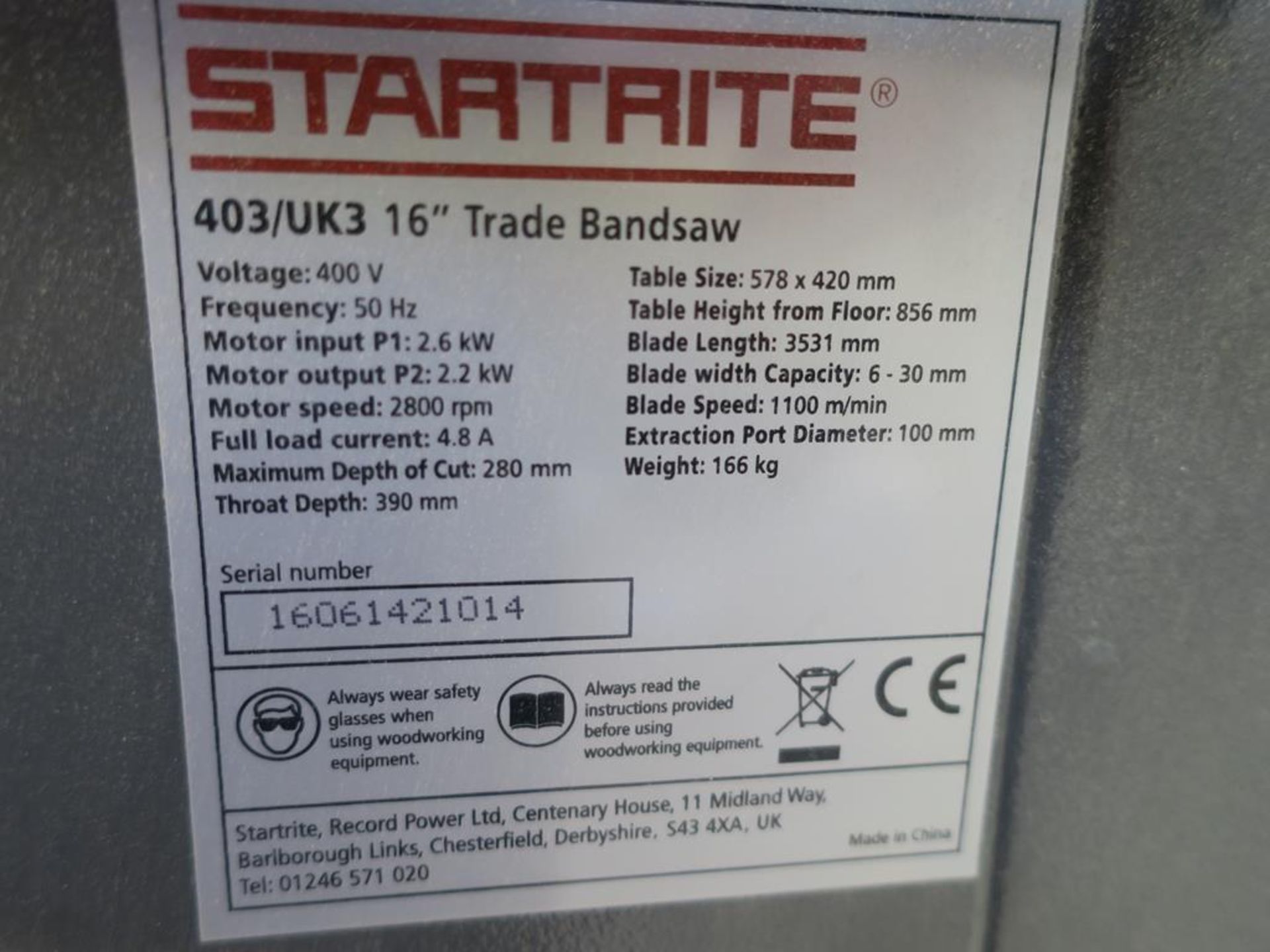 Startrite Heavy Duty Bandsaw - Image 4 of 4