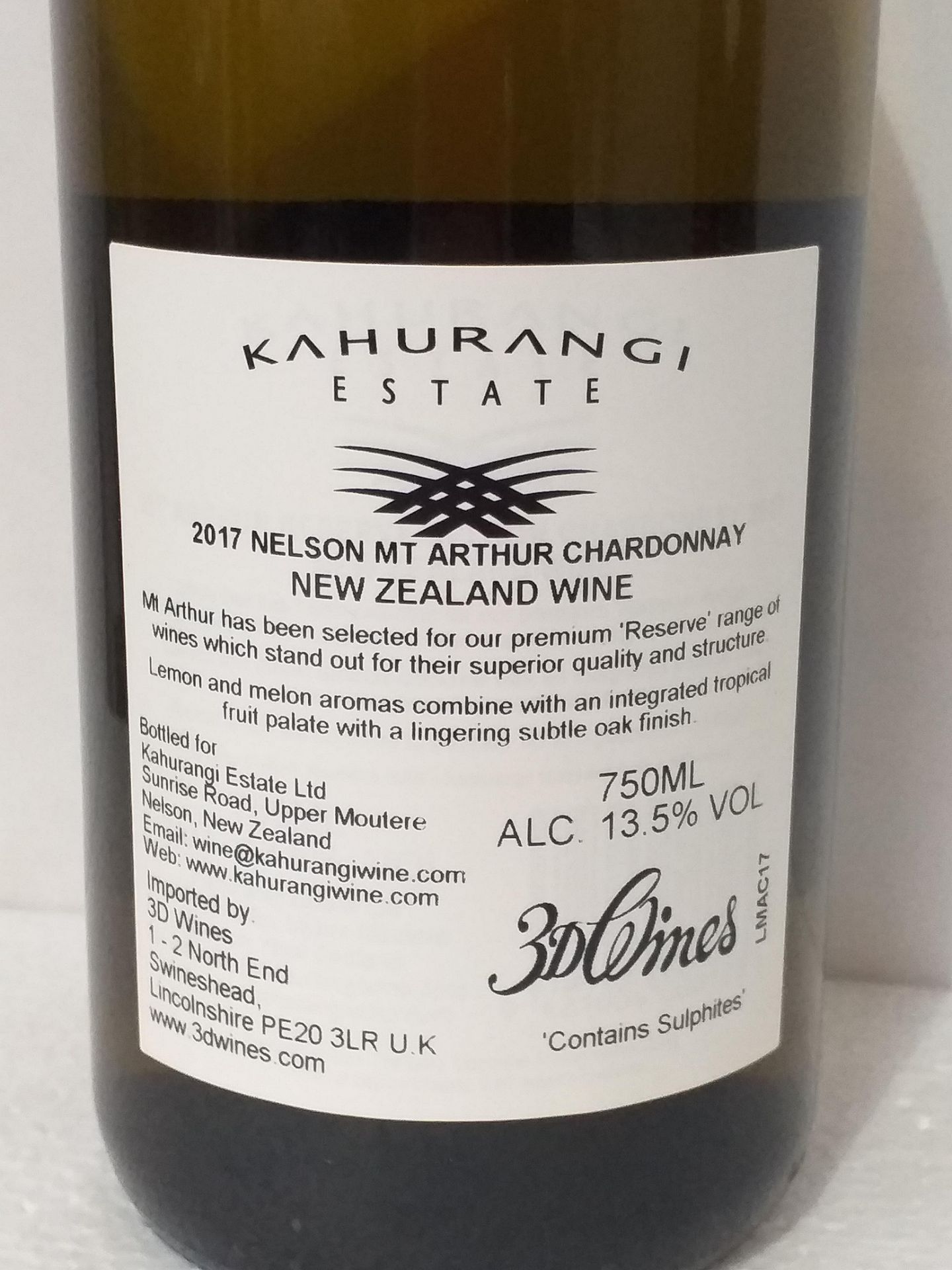 12 Bottles of Mount Arthur Chardonnay 2017 - Image 3 of 3