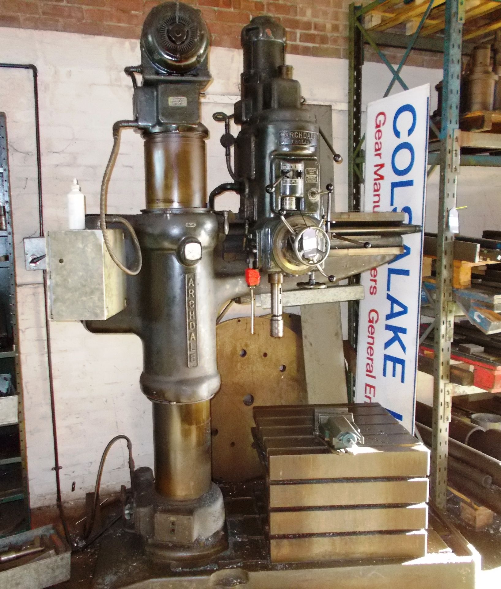 Archdale 36” heavy duty radial drill, and cabinet of tooling