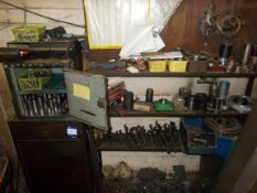 2 x Cabinets and rack including twist drills, lathe tools etc