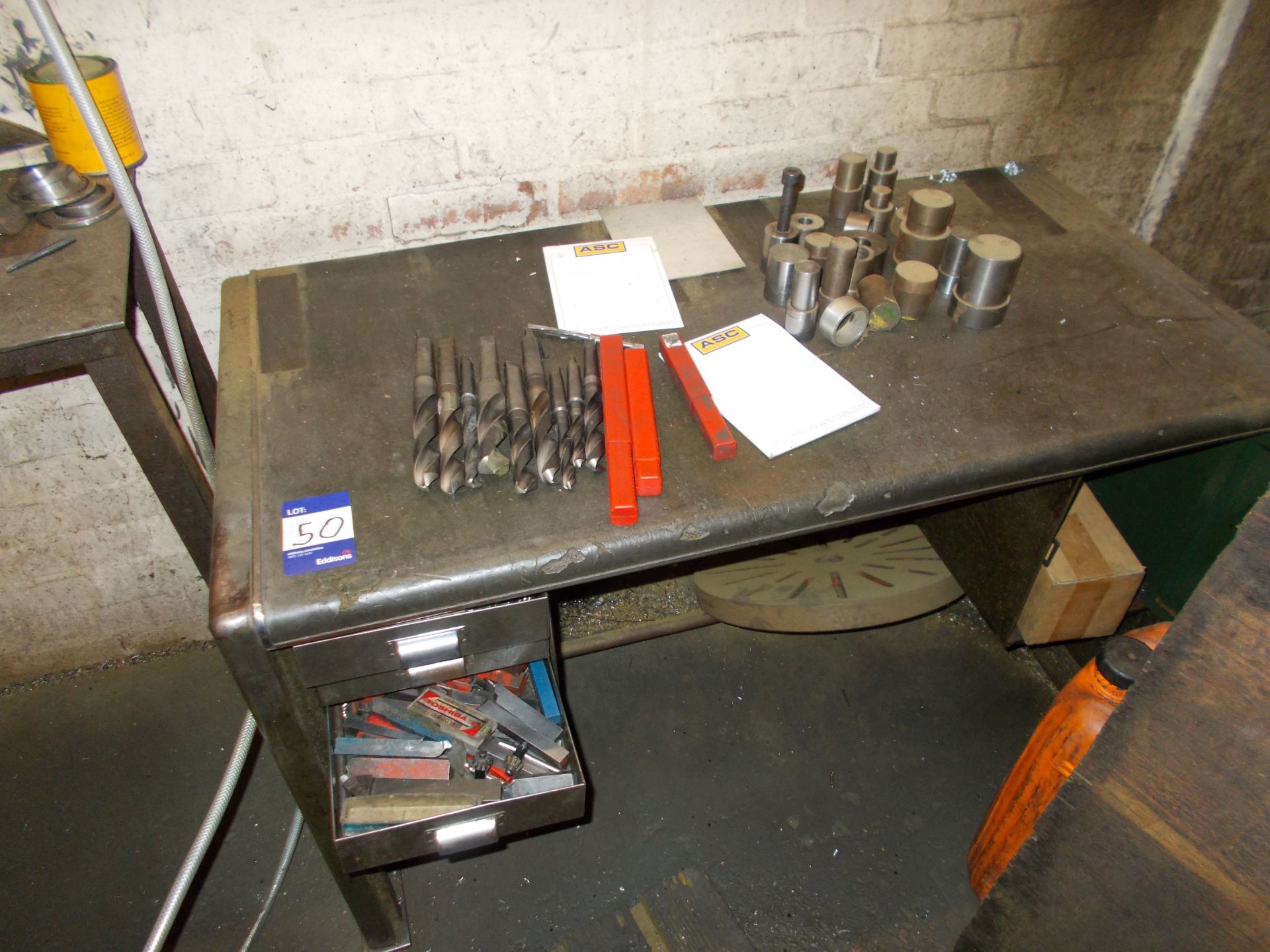 Workbench and contents including twist drills, reamers, grinding wheels, and rack and contents - Image 3 of 3