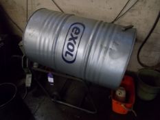 Part used drum of Exol Excel fluid, on stand