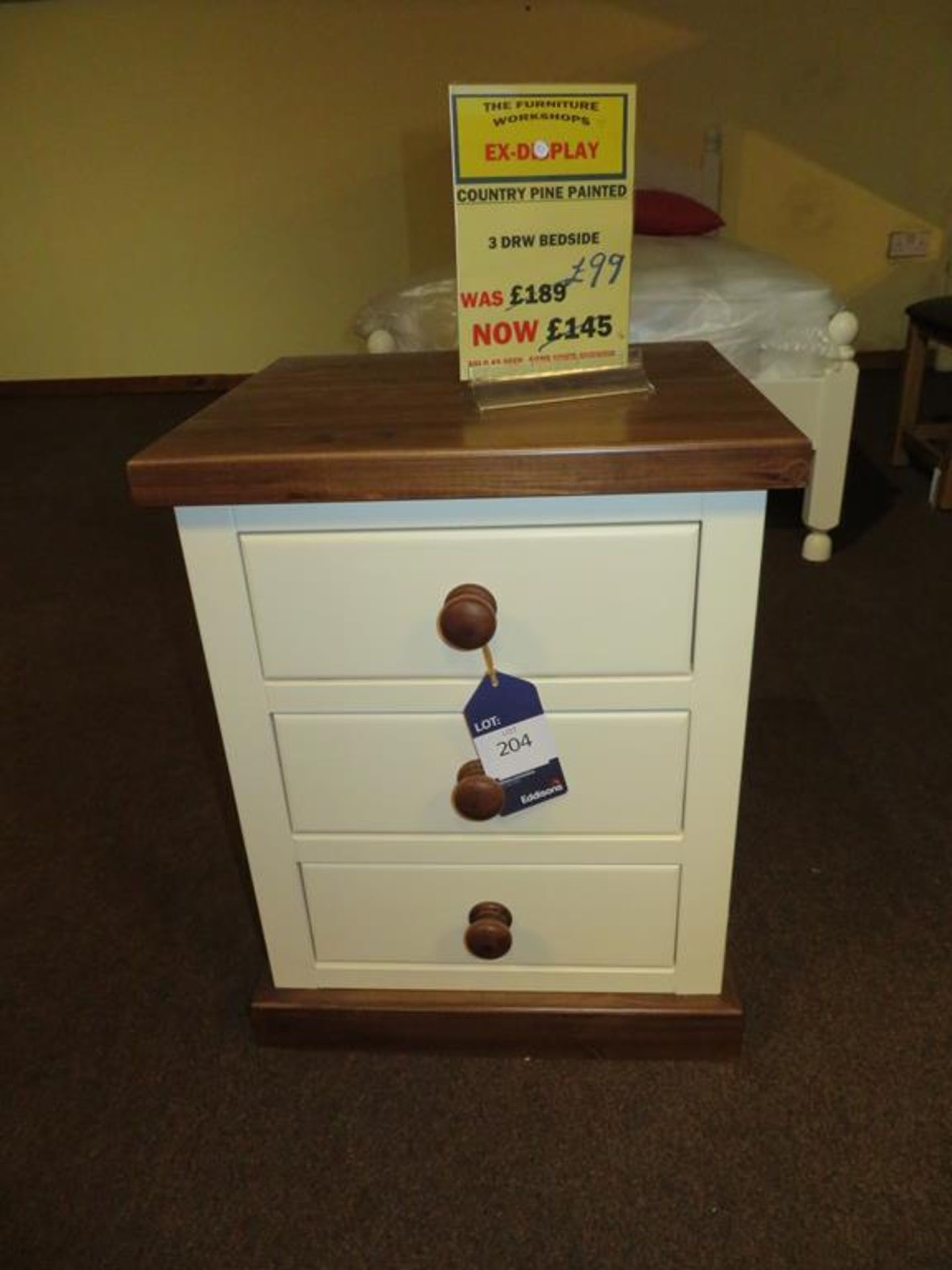 Country Pine Painted Bedside Cabinet