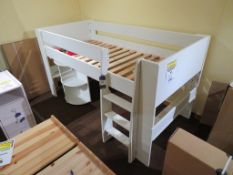 White Mid-Sleeper Bed with Pull out Desk