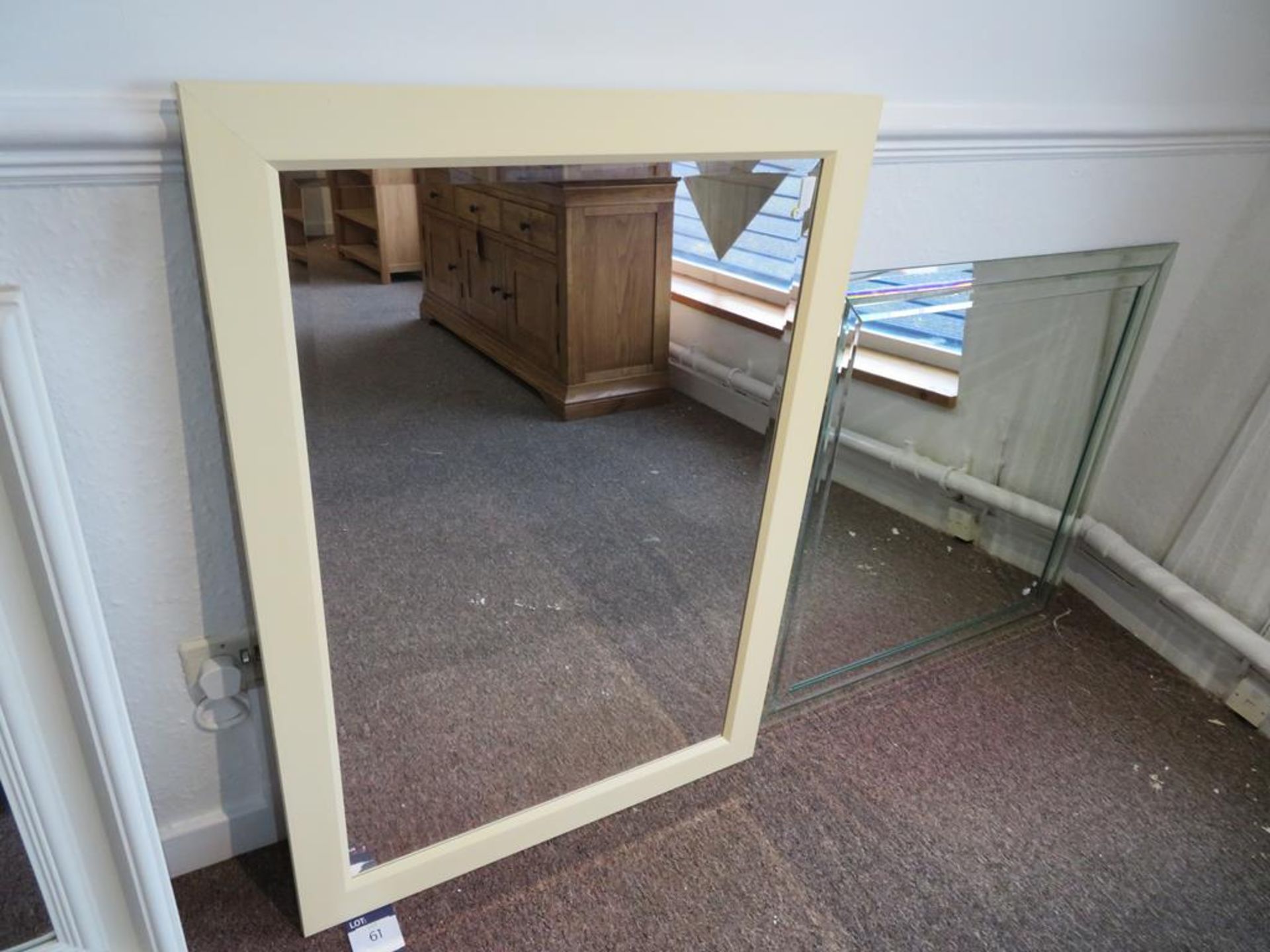 Cream Framed Mirror with a Bevelled Framed Mirror