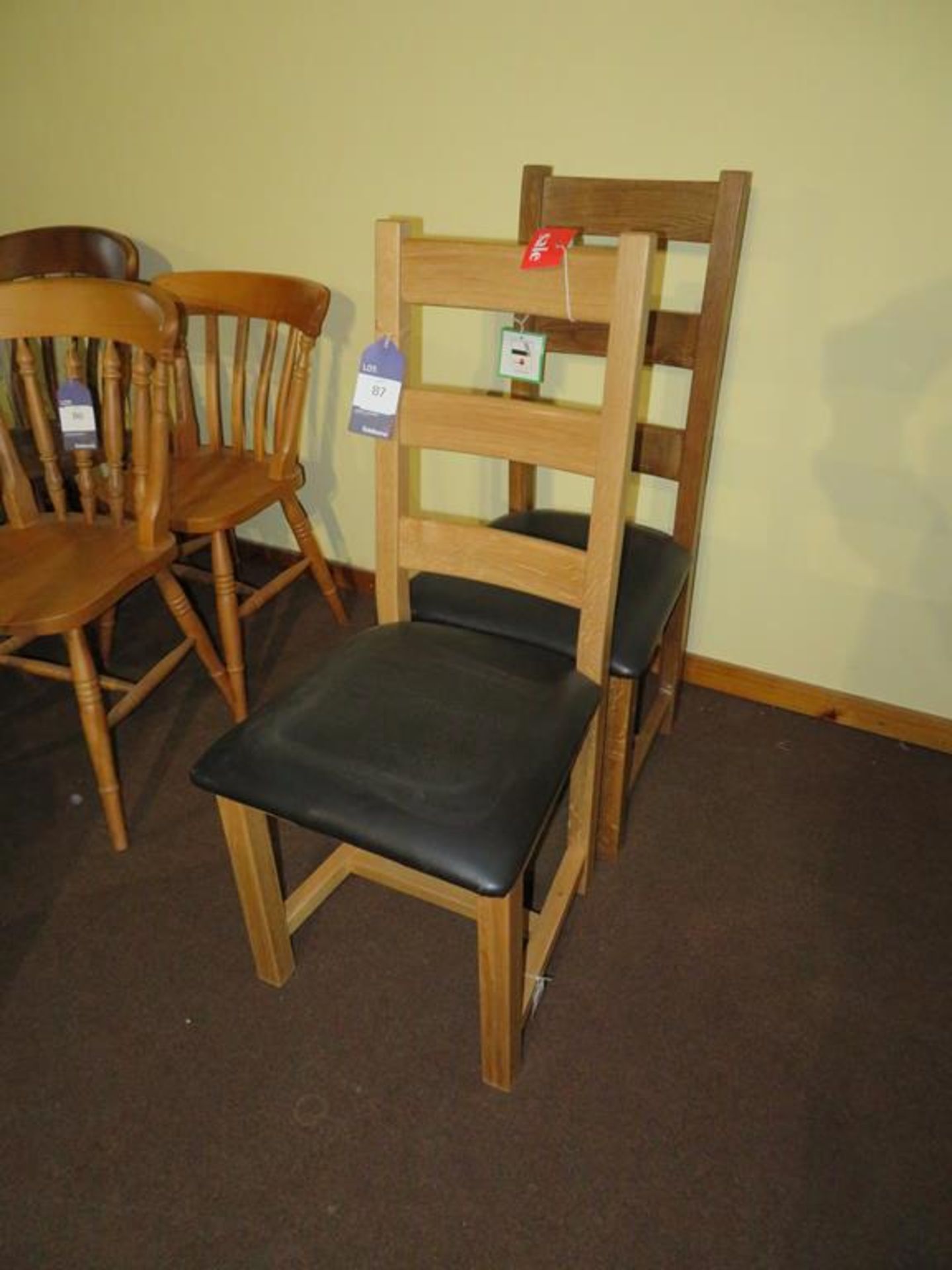 Ladderback Chairs with Leather Cushions