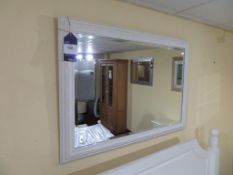 White Painted and Patterned Framed Mirror