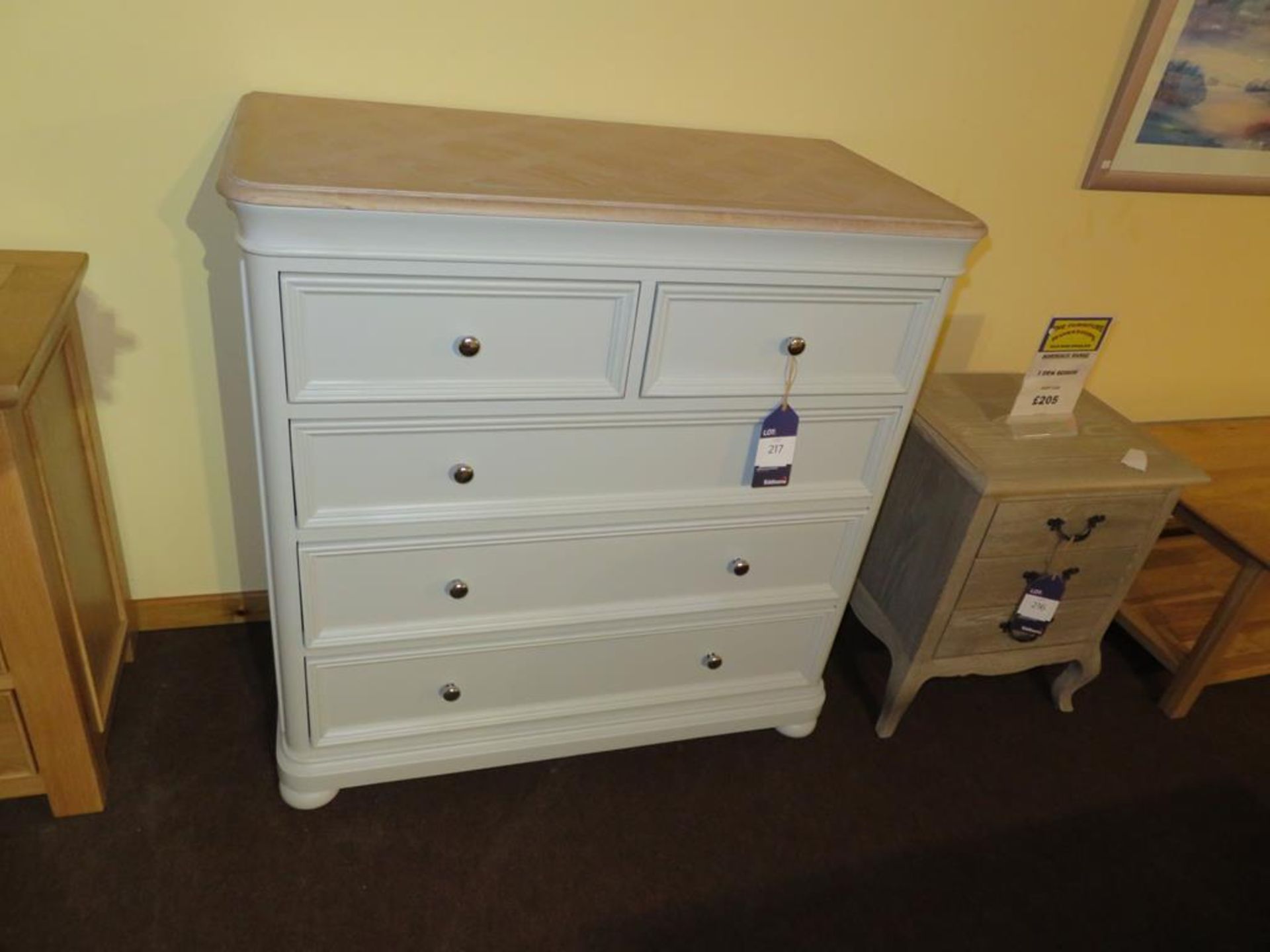 Painted Oak Two Over Three Chest of Drawers