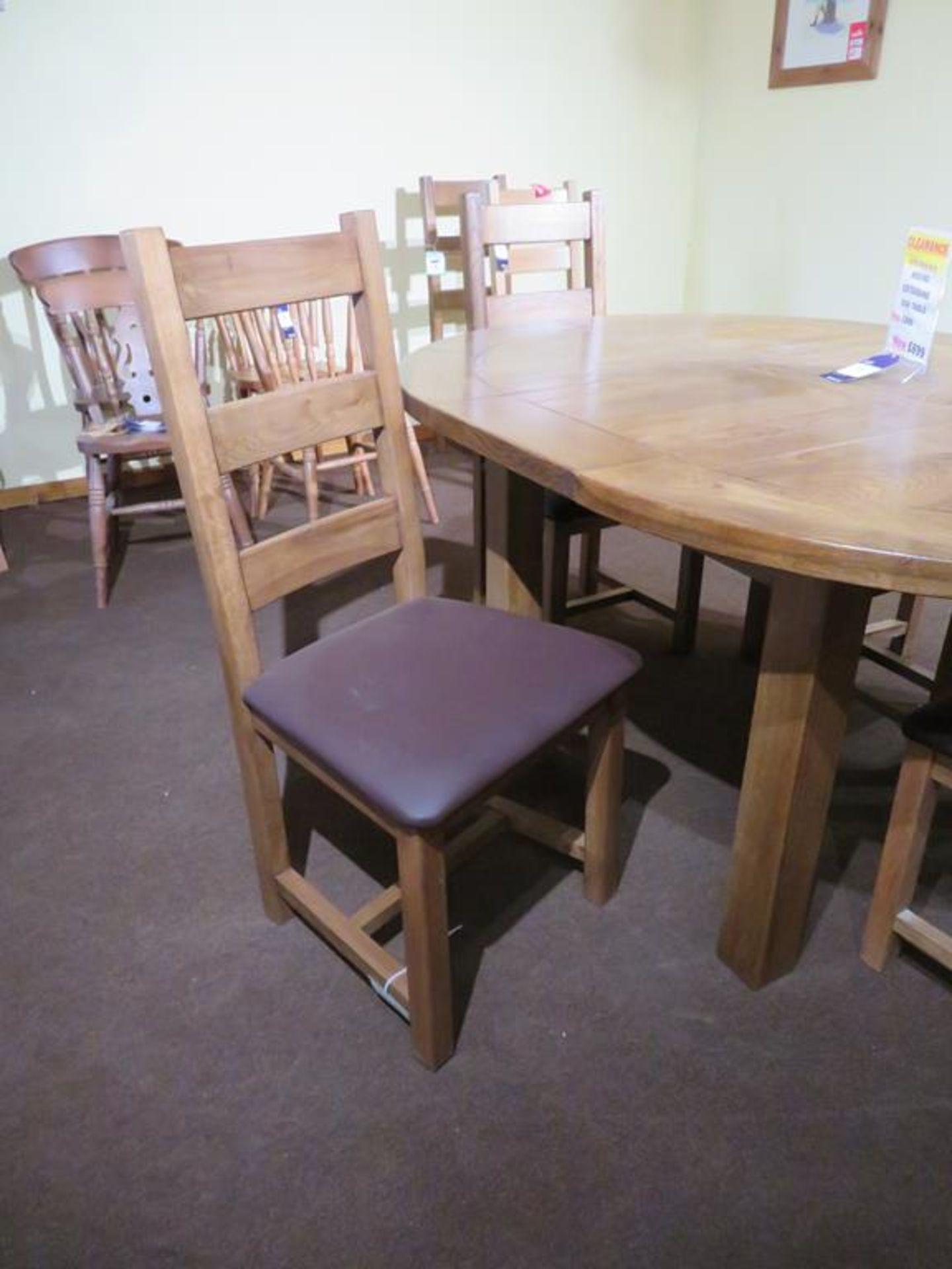 Round Extending Oak Table and Ladderback Chairs - Image 3 of 3